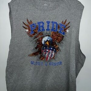 Patriotic Gray Tank Top with Eagle and Pride Design